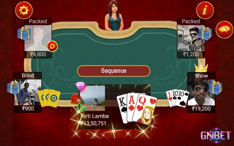 Trò chơi Teen Patti bao gồm 1 nhà cái và 2 đến 3 tay thủ tham gia.