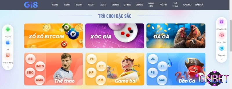 Gi8 có đa dạng về các sảnh game và tựa game hot để anh em cược thủ lựa chọn